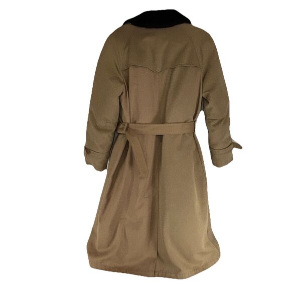 Vintage Eddie Bauer Goose Down Trench Coat Fur Collar Belted Button Up Men L USA - Picture 7 of 16